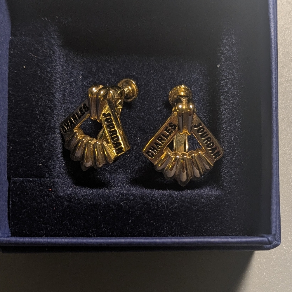 Vintage Charles Jourdan Paris Clip-On Gold Earrings.